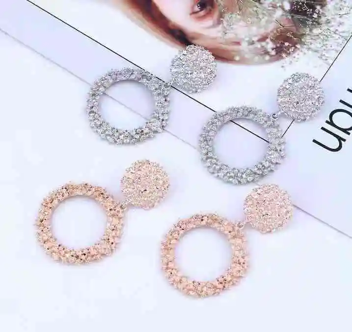 Fashion Design Best Seller New ZA Metal Dangle Earrings For Women Statement Geometric Drop Earrings Wholesale