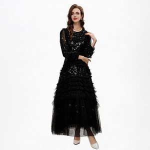 <span class=keywords><strong>Abito</strong></span> Lungo da Sera per Donna, Vestito Elegante per Occasioni Speciali, Paillettes e <span class=keywords><strong>Motivi</strong></span> Floreali in Pizzo, Maniche Lunghe, <span class=keywords><strong>Rosa</strong></span> e Rosso, <span class=keywords><strong>Abito</strong></span> Lungo da Cerimonia - Product Image 6