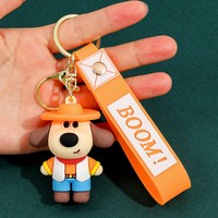 Porte-clés en silicone personnalisé en forme de chien dessin animé, pendentif de sac, figurine décorative pour voiture, unisexe, pour fêtes