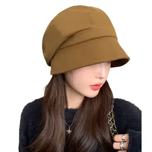 Temperament All Wear Sombrero de moda Cabeza grande Sombrero redondo Color sólido Gorra granate Tipos de letras de <span class=keywords><strong>boinas</strong></span> Hombres - Product Image 1
