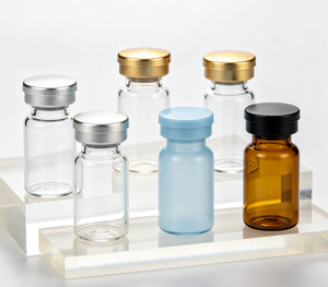 Various Color <b>Crimp</b> Top Glass Vials Multiple Lid Options Clear Amber Light Blue Pink Green Unmarked Empty Sample Glass Jars - Product Image 4