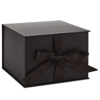Coffrets de Soins de la Peau avec Nœud en Ruban, Logo Personnalisé, Luxe Noir, Bouteille Magnétique 30ML 50ML, Cosmétique, Lamination Mate, Éponge, Emballage Cadeau