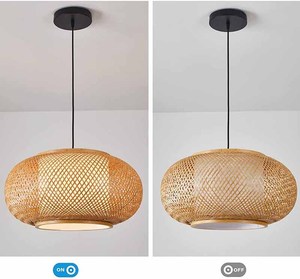 Lustre en bambou de Style chinois plafonnier Vintage câble suspendre suspension <span class=keywords><strong>lampe</strong></span> E27 lanterne abat-jour lecture salle à manger - Product Image 4