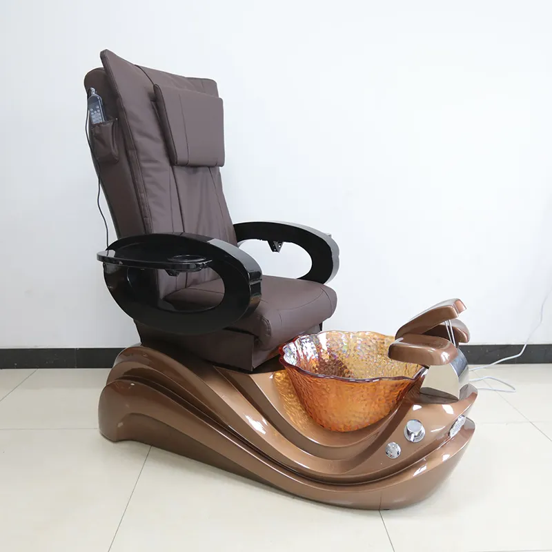 Neuankömmling Fuß Spa Maniküre Stuhl braun liegend elektrische Massage Pediküre Spa Stuhl für Nagels tudio