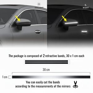 Strisce adesive nere riflettenti 3D per specchietti auto 1X30 cm 2 pezzi Set decorazione antigraffio posizione del corpo 1 anno - Product Image 1