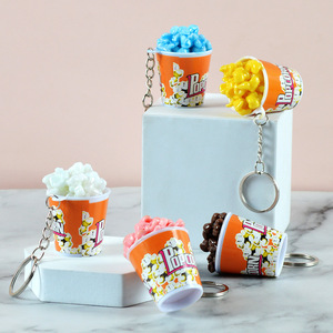 Porte-clés en PVC en forme de pop-corn réaliste, breloques créatives pour sacs de téléphone portable, petits objets, jouets d'imitation - Product Image 4