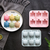 Moule à gâteau en silicone antiadhésif 6 cavités tortue, qualité alimentaire, réutilisable, mignon, magnétique, pour chocolat, bonbons et glaçons DIY