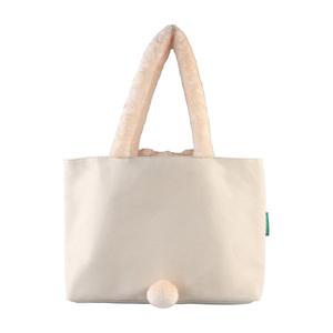 Bolsa de lona reutilizable plegable grande con atractivo patrón de letras con bordado para la bolsa de compras - Product Image 3