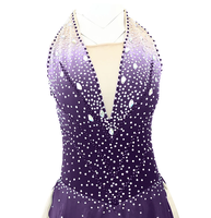 Robe de patinage artistique personnalisée tenues de robe de patinage sur glace pour femmes et filles rose dégradé entraînement vêtements de danse cristal classique fait à la main