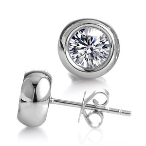 Boucles d'oreilles en diamant CVD HPHT de 1,0 ct pour femme, or blanc 18k 14k, diamant cultivé en laboratoire, Messi Jewelry MSE-105 - Product Image 1