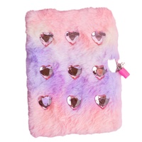 Carnet créatif en peluche motif dessin animé avec 9 diamants et cadenas, journal intime dégradé pour étudiant, cadeau