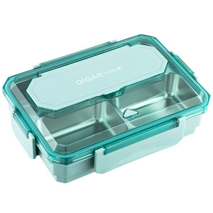 Qijia 304 Stainless Steel <b>Lunch</b> <b>Box</b> Rectangular Bento Container For Students Office Workers <b>Insulated</b> Meal Storage - Product Image 1
