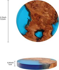 Hochwertige moderne Design Zedernholz Harz Untersetzer Set mit Tisch halter Epoxy Drink Untersetzer für Tee Kaffeetassen - Product Image 5