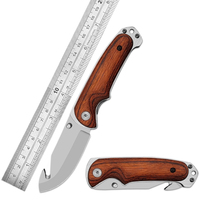 Couteau de camping portable le plus vendu, manche en bois, lame en acier inoxydable à pointe tombante, qualité industrielle, personnalisable OEM
