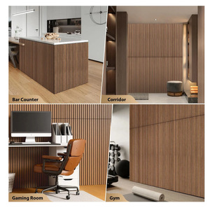 Panel Acústico <span class=keywords><strong>de</strong></span> Fibra <span class=keywords><strong>de</strong></span> Poliéster con Rejilla <span class=keywords><strong>de</strong></span> <span class=keywords><strong>Madera</strong></span>, Panel Decorativo <span class=keywords><strong>de</strong></span> <span class=keywords><strong>Madera</strong></span> Tecnológica, Panel Autoadhesivo Insonorizante para Pared - Product Image 5