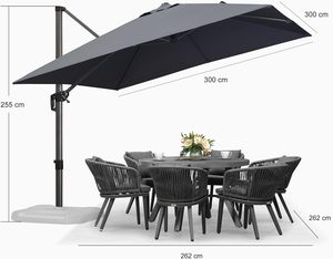 Sombrilla Cantilever 3 x 3 m Gris con Base Cruzada Inclinable |   Sombrilla de Jardín <span class=keywords><strong>para</strong></span> Exteriores con Marco de Aluminio - Product Image 4