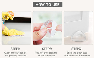 Hat Shape <strong>Door</strong> Stop Self-Adhesive <strong>Door</strong> Handle Collision Guard Acrylic Transparent Rubber Floor <strong>Door</strong> Stopper - Product Image 5