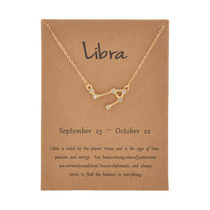 Collier personnalisé OEM plaqué or avec pendentif étoile en strass, signe du zodiaque, collier ras du cou, horoscope, carte de vœux, astrologie - Product Image 3