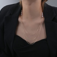 Collier long superposé pour femme, perles et cristaux, style sportif, chaîne en bambou, coffret cadeau, bijoux