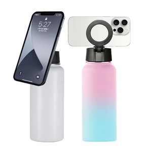 Botella de Agua Aislada de Acero Inoxidable Moderna de 1 Litro con Tapa Magnética y Soporte para Teléfono Móvil, Popular para Viajes - Product Image 1