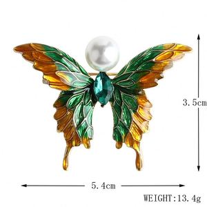 Fashion Dripping Enamel Alloy Two-Color Pearl Butterfly Brooch Women's Clothing Pin <b>Accessories</b> - Product Image 5