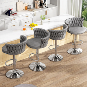 Chaises <span class=keywords><strong>de</strong></span> <span class=keywords><strong>bar</strong></span> en velours pour la maison, ensemble <span class=keywords><strong>de</strong></span> 4 tabourets <span class=keywords><strong>de</strong></span> <span class=keywords><strong>bar</strong></span>, chaises <span class=keywords><strong>de</strong></span> comptoir pivotantes à 360 degrés pour restaurant - Product Image 5