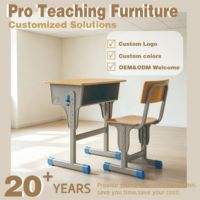 Ensemble de bureau et chaise d'école réglables avec siège en bois, table d'étude bleue avec boîte à livres, mobilier moderne pour salle de classe pour enfants