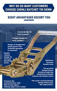 Sangles à cliquet personnalisées pour fixation de cargaison, sangles à cliquet E-Track, sangles de fixation de cargaison en polyester certifiées <span class=keywords><strong>GS</strong></span> CE - Product Image 4