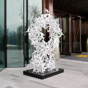 K015ประติมากรรมนามธรรมสีขาว3D ทันสมัยรูปปั้นทางเข้าสแตนเลส304อาคารไฮเอนด์ตกแต่งด้วยดนตรีงานฝีมือทำจากเรซิน - Product Image 1