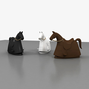 Chaise enfant en plastique en forme de cheval, dossier semi-circulaire, robuste, pour usage en maternelle - Product Image 3