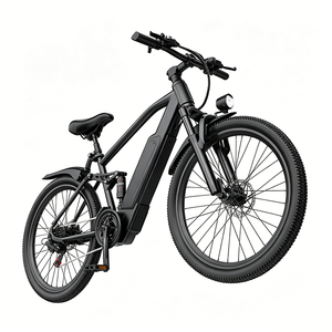 Bicicleta Eléctrica Central Mountain Totalmente Negra, Diseño de Suspensión Completa, Ruedas de 26 Pulgadas, Doble Uso para Desplazamientos Urbanos y Ciclismo al Aire Libre, Motor Central - Product Image 3
