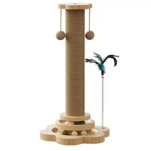 high quality wholesale solid wood pet tall small cat trees wooden scratching post tree