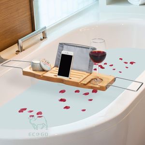 Baignoire en bambou de luxe Caddy avec porte-vin - Product Image 5
