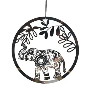 Amulet Elephant Hanging Decor DIY Wind Chimes Sun catcher Hollow Mandala Bird Repellent Scarer