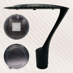 Lampe de jardin LED noire mince en forme de 7, série J04, support à une seule jambe, bouclier rond, couvercle d'orifice - Product Image 2