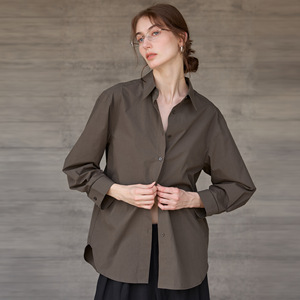 Blusa de Oficina para Mujer, de Alta Gama, Simple, Casual, Holgada, de Algodón Blanco Sólido, con Cuello Camisero y Botones, Tejido Popelina, para Otoño - Product Image 6
