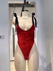 <span class=keywords><strong>Combinaison</strong></span> en velours <span class=keywords><strong>rouge</strong></span> satiné pour femme Under Lulu Custom, <span class=keywords><strong>combinaison</strong></span> une pièce exotique avec découpe en strass, tenue de danseuse - Product Image 3