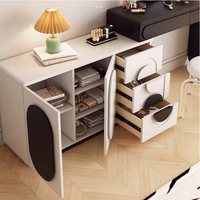 Table de toilette moderne de style italien avec rangement extensible et miroir éclairé pour chambre, hôtel et salon