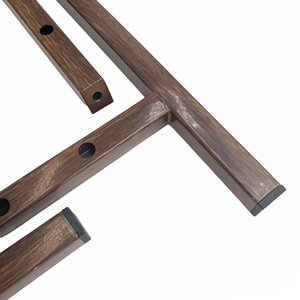 Pieds de table en métal minimalistes, finition grain de bois, acier au carbone, installation facile, pour table à usage commercial - Product Image 2