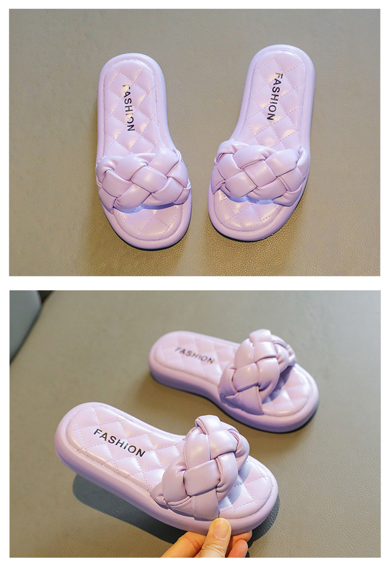 Children's Woven Slippers Sandals Casual Flat Shoes Non-slip Breathable Girls Shoes