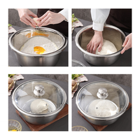Nouvel ensemble de bols mélangeurs en acier inoxydable pour salade, cuisine et pâtisserie, antidérapants, avec couvercle