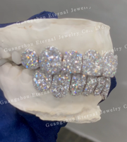 Grillz dentaire personnalisé en usine, motif nid d'abeille, en Argent 925, Or massif 10K 14K 18K, Moissanite DVVS, style Hip Hop Iced Out, pour les fêtes