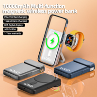 10000mah Mini affichage numérique avec support Powerbank 3W Watch 15W Wireless Charging PD22.5W Power Bank