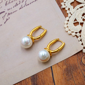 Pearl <b>Earrings</b> Clip On U Shape Gold Plated AA Grade Bezel Setting Everyday Wear - Product Image 1
