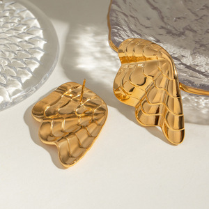 Geometric Wing Stud Earrings 18k Gold Plated Stainless Steel Fashion Jewelry For Women - Product Image 4