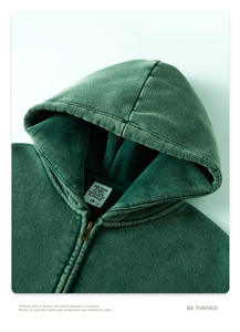 Logo personnalisé hiver polaire épais fermeture éclair à capuche et Jopper ensemble tissu délavé à l'acide vintage <span class=keywords><strong>enfant</strong></span> fermeture éclair manteau à capuche - Product Image 4