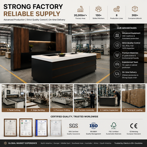 <span class=keywords><strong>Cucina</strong></span> Modulare Moderna Personalizzata con Ampia Capacità di Stoccaggio, Top in Quarzo, Design Nero Senza Maniglie - Product Image 4