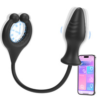 Plug anal avec anneau pénien, 10 modes de vibration, contrôle par application, Bluetooth, étanche, en silicone, jouet sexuel anal pour hommes et couples