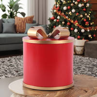 2025 boîte d'emballage cadeau cylindrique en métal rouge personnalisé avec couvercles estampage en or pour décor de jardin de noël et cadeaux