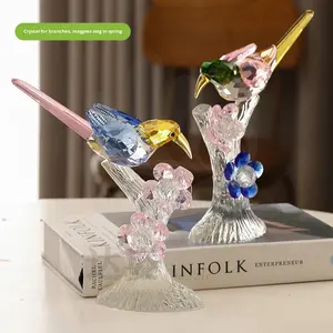 HBL Décoration de maison et de bureau en cristal gravé de style américain, oiseau de luxe, perroquet, artisanat animal, ensemble de cadeaux, accessoires - Product Image 2